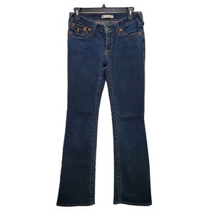 Gather Jeans Junior's Dark Wash Flap‎ Pocket Flare Leg Denim Jeans USA Made Sz 3